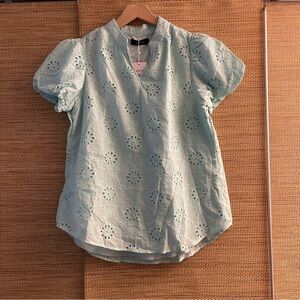 Elegant Sky Blue Floral Blouse